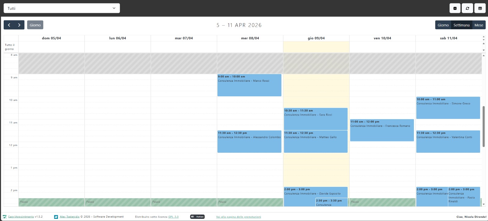 Vista Calendario